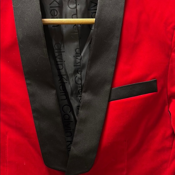 Calvin Klein Red and Black Velvet Tuxedo - Picture 2 of 6